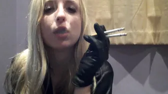 Sophie Shox - Chain Smoking In Black Leather Gloves