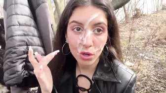 Katty West - Cumwalk in Public Park Huge Facial