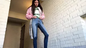 Katty West - Wetting Jeans at the Entrance Pee Desperation