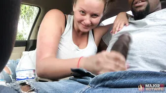 Russian Goddess - Hotwife Handjob In The Car - MajorHotWife