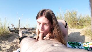 DvaBitch - I Came to a Beach for Some Sun Bath but Decided to Suck His Dick First and Swallow Every Drop