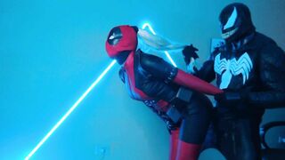 Black Kitsune - Ladydeadpool VS Venom Hardfuck & Cumshot