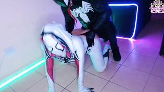 Black Kitsune - Venom VS Gwenom Fuck, Blowjob & Cumshots