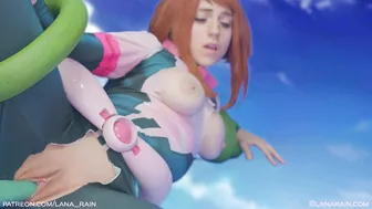 Lana Rain - Uraraka Tentacle Fucked As Friends Watch