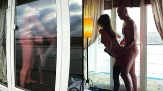 Mia Bandini - Couple Film Themselves Fucking From Inside Balcony Door