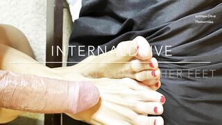 Internal Drive - Milf Gets Hot Cum On Her Feet And Licks It Off