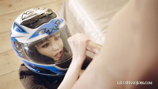 Handjob in motorcycle helmet - Lilushandjobs